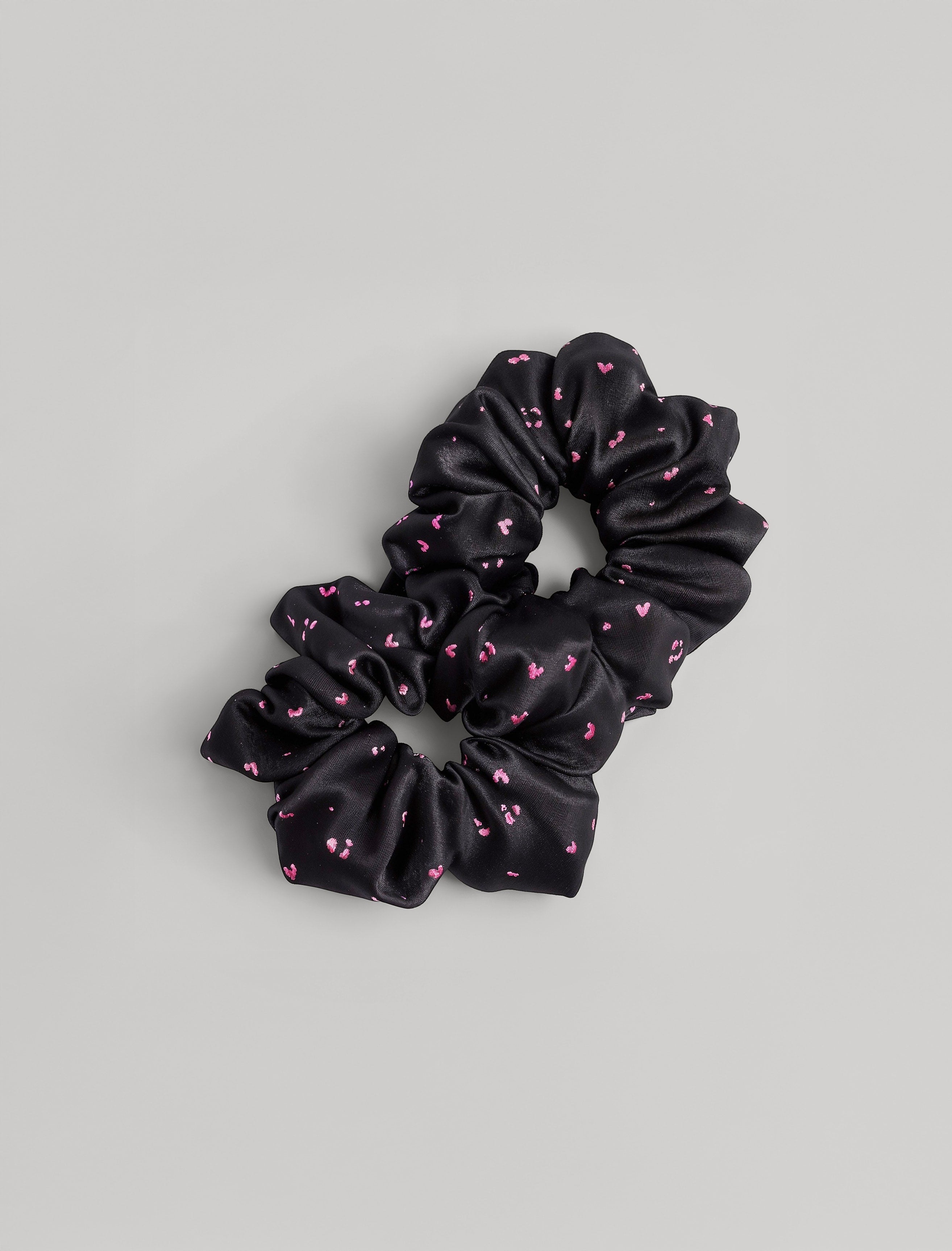 Heart Print Silk Scrunchie